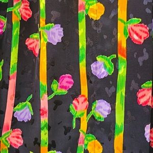 Vintage Bright Floral Striped Blouse